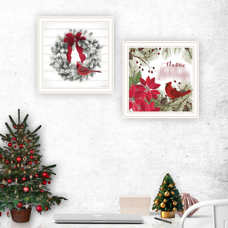 Impressionnante décoration murale - impression cardinal sur bois et papier, 14 x 14 po, 4 lb, Modern Touch 2 pour greniers, cachette douillette multicolore