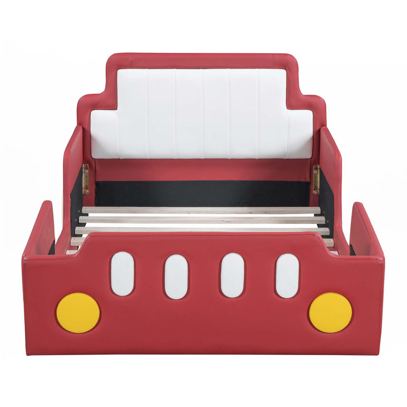 Lit plateforme simple avec roulettes, Rouge