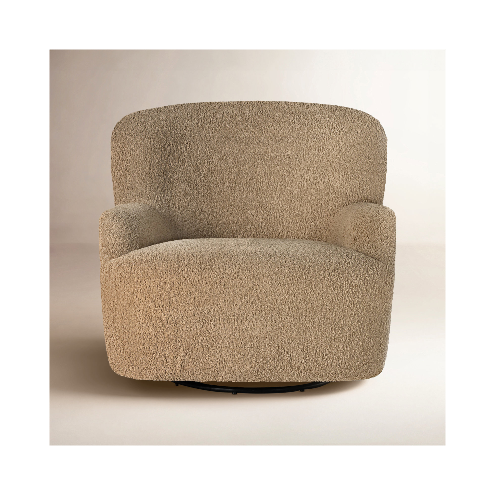 Maxton Upholstered Swivel Armchair, Sheepskin Camel Sherpa