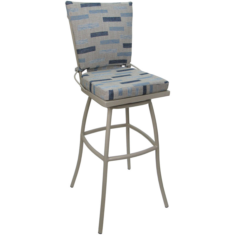 Tabouret d'extérieur 34 po avec coussin Masiyah, Beige, Tabouret de bar (siège d'une hauteur de 30 po)