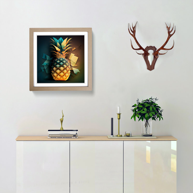 Pineapple Abstract - Single Picture Frame Print on Wood, Oak
