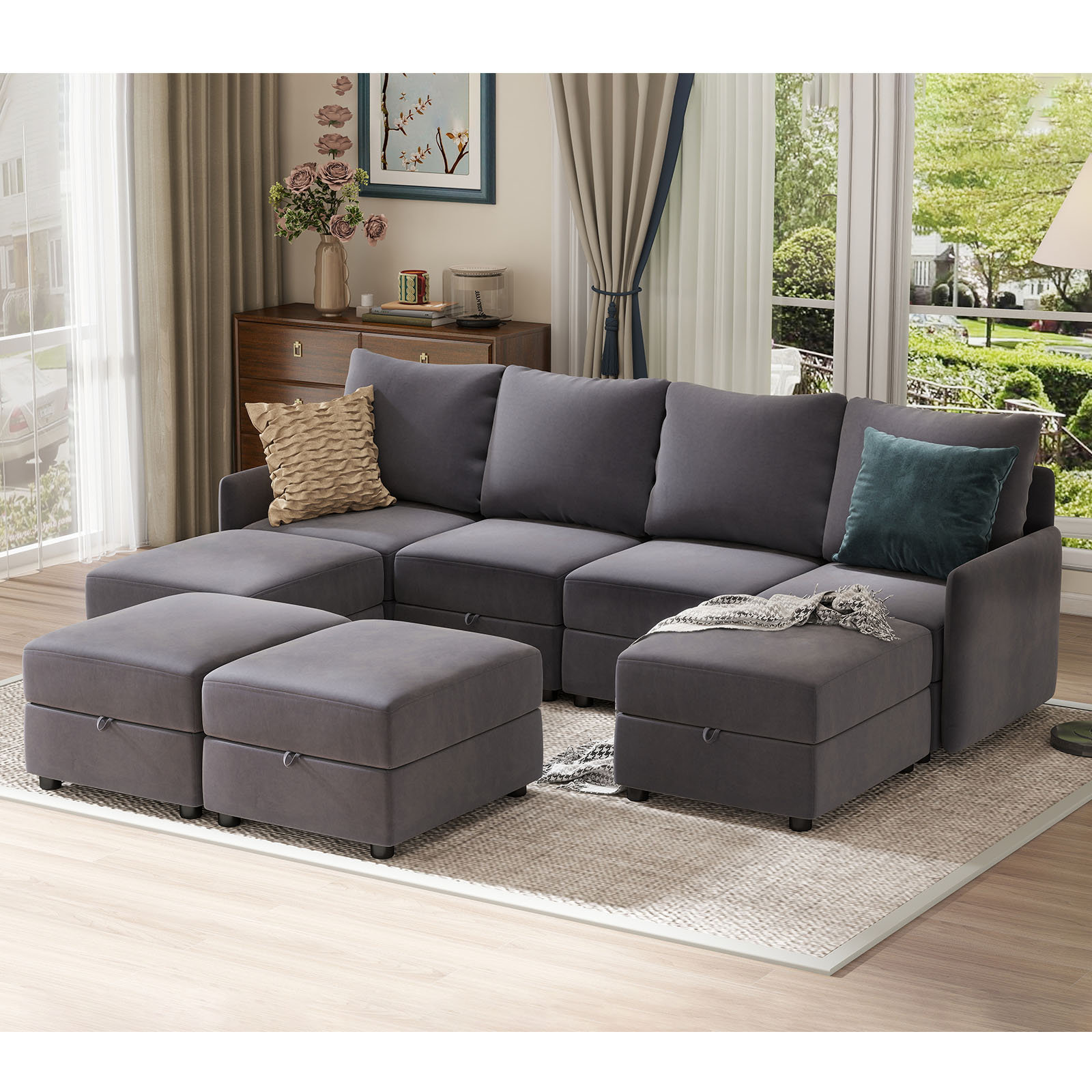 Ivy Bronx Lucuss Convertible Sectional Sofa with Storage Chaise for