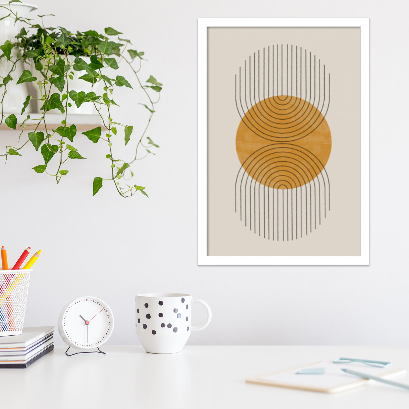Perfect Point Yellow by The MIUUS STUDIO, White Framed, 21" H x 15" W x 1" D