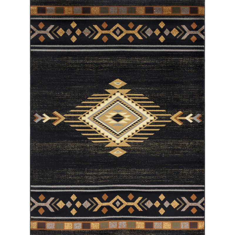 Southwest Area Rug, Black, Rectangle 2' x 3'