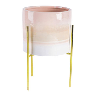 Nicola Spring - Reactive Glaze Plant Pot on Stand - 19cm