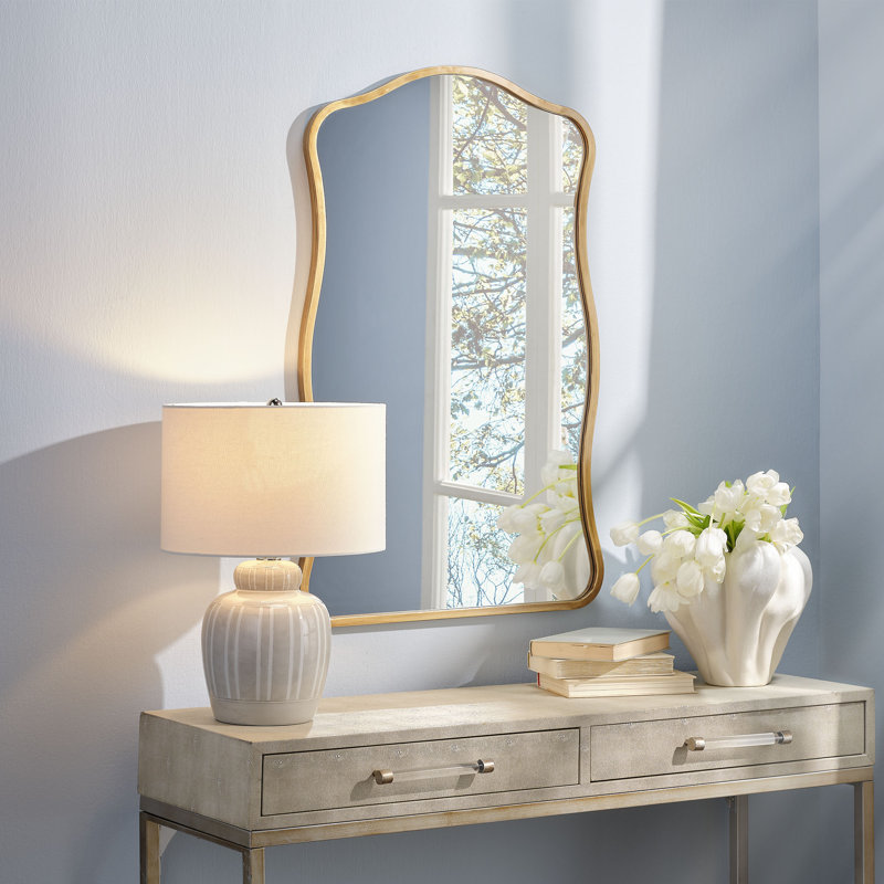 Haslingden Wavy Iron Floor Mirror, Antique Brass, 38" x 24"