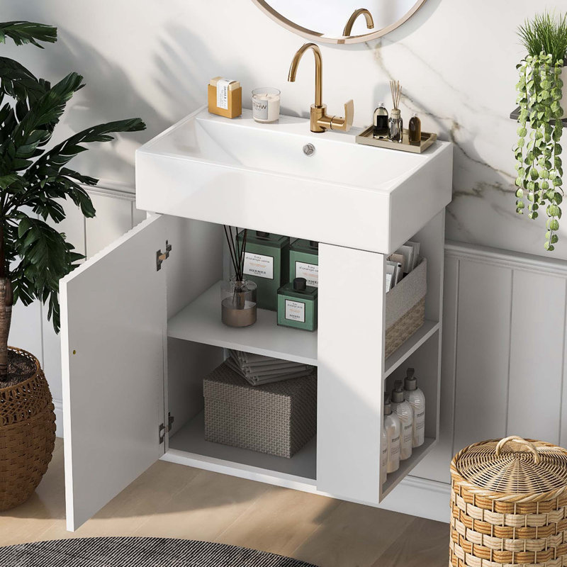 Meuble-lavabo simple 21,6 po avec plateau en céramique Karlien