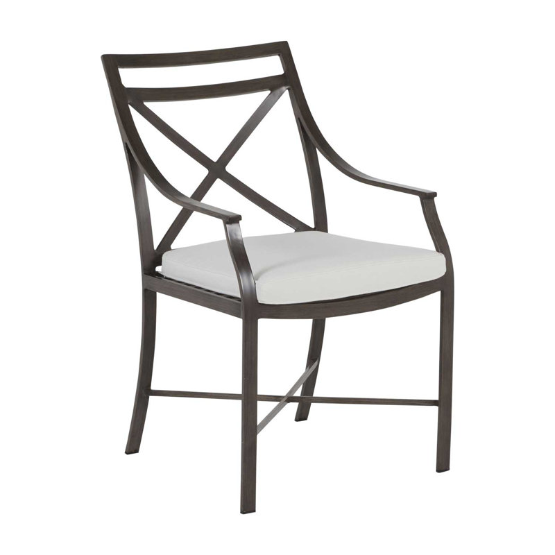 Monaco Patio Dining Armchair with Cushions, Rollo Lace InsideOut® Linen, Welt, Slate Gray