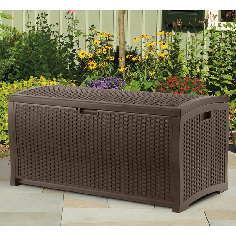 Suncast 21.5'' W 73 Gallons Water Resistant Resin Lockable Deck Box in Brown