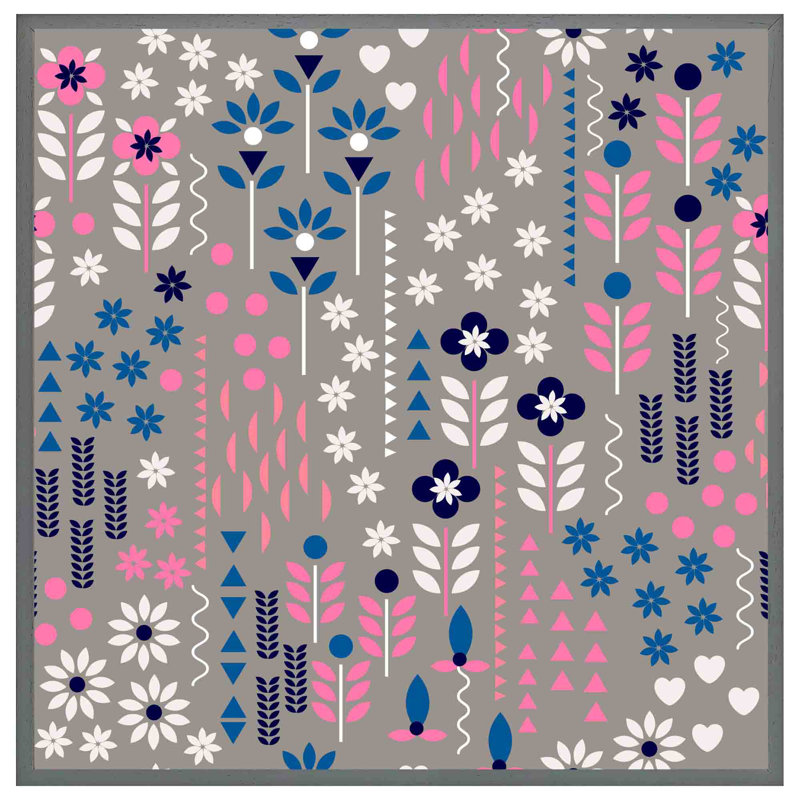 Ashayra Selection of Flowers in Pink, Blue & White 1 Piece Single Picture Frame Wall Art, 31cm H x 31cm W x 4cm D