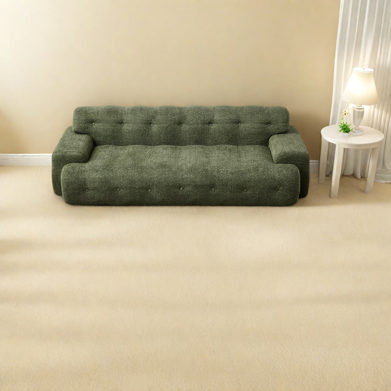 Comfortable Modern Green Sofas, Chenille Upholstered Three-seater, Living Room Essential