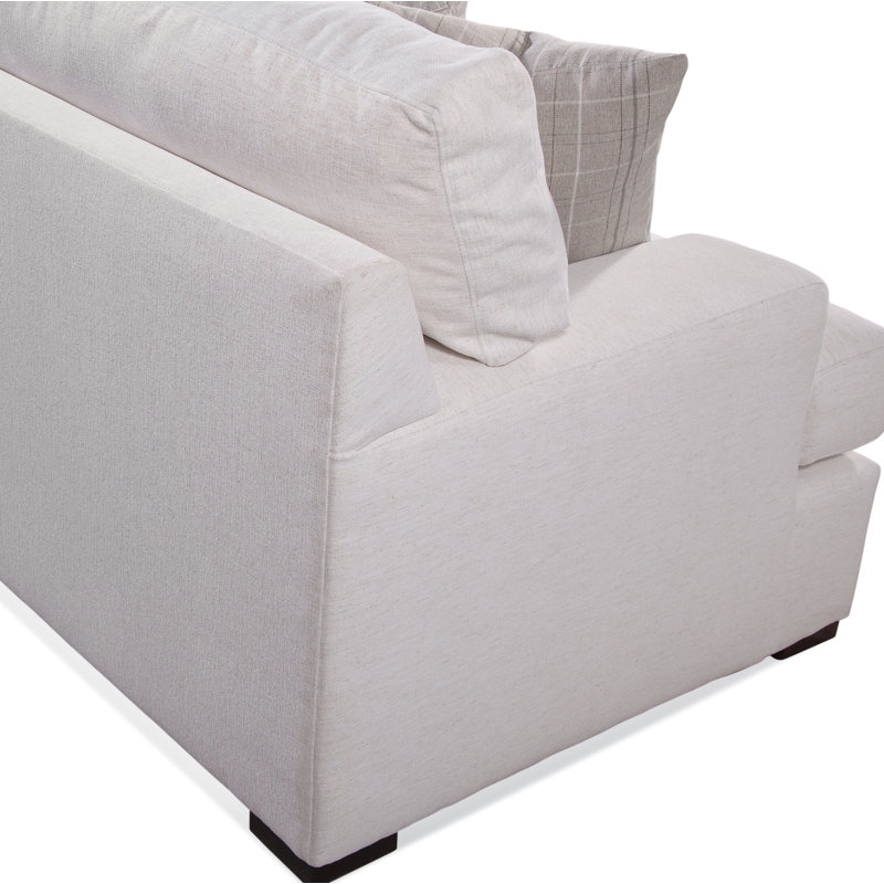 Cambria Upholstered L-Shaped Sectional Symmetrical, Lapis Plaid; 0126-63, Honey Finish