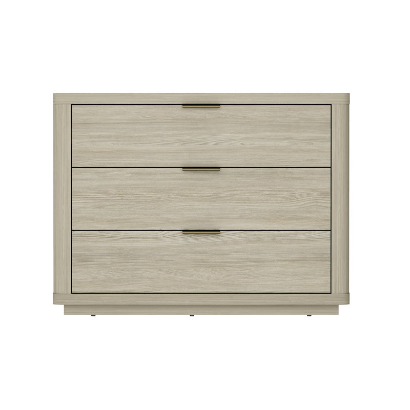 Evelyn 32" Modern Nightstand with 3 Full Extension Drawers in Natural, Natural
