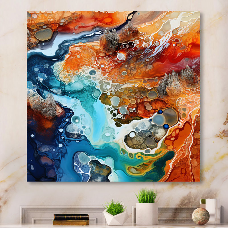 «Blue and Brown Geyser», impression sur toile, H 24 po x l 24 po x P 1 po, Toile tendue