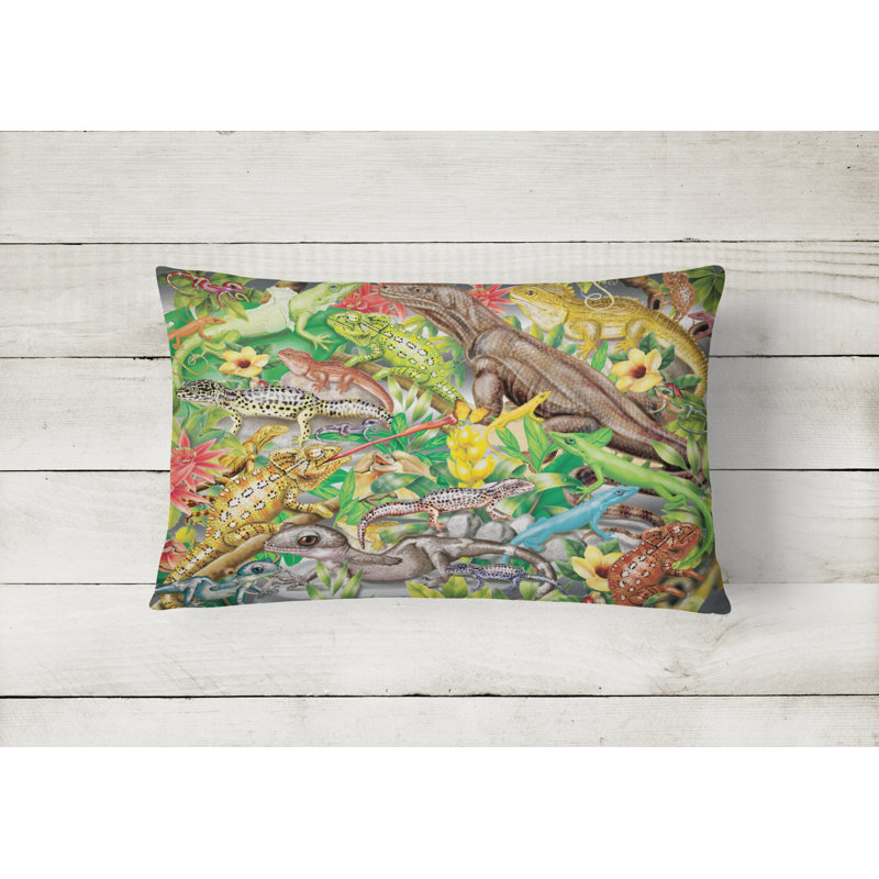 Outdoor Throw Pillow, Lizard Jungle