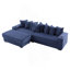 Canapé modulaire en L 110,75 po, canapé modulaire en velours côtelé, avec porte-gobelet mobile, porte-gobelets, 8 coussins décoratifs, poche latérale, déplier en lit, bleu-2035298160