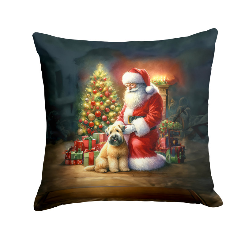 Coussin Wheaten Terrier and Santa Claus, H 18 po x l 18 po