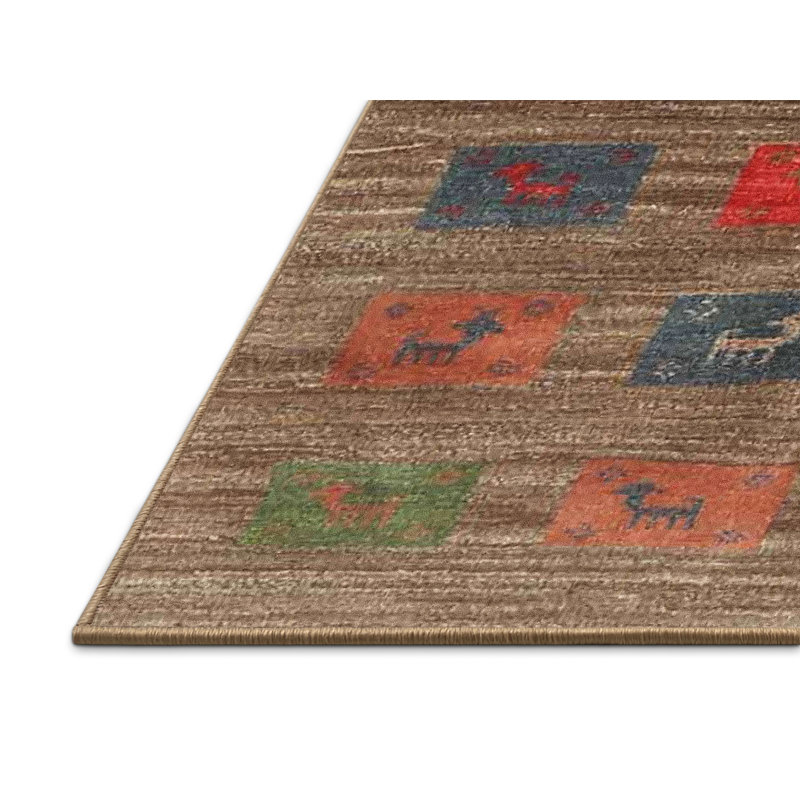 Tapis contemporain brun / rouge / vert, Rectangle 8 pi x 10 pi