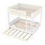Lit superposé double au-dessus de double blanc et blanc cassé avec gigogne simple TG et échelle droite-1666434114-1666434142