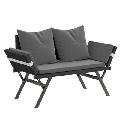 Rattan Outdoor Convertible Loveseat