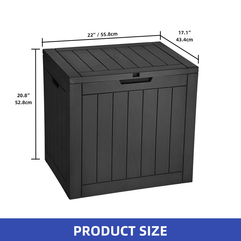 Boîte de rangement extérieure résistante aux intempéries 32 gallons Edrosie Inc, Black