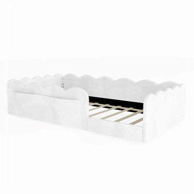 Twin Size Upholstered Floor Bed, White