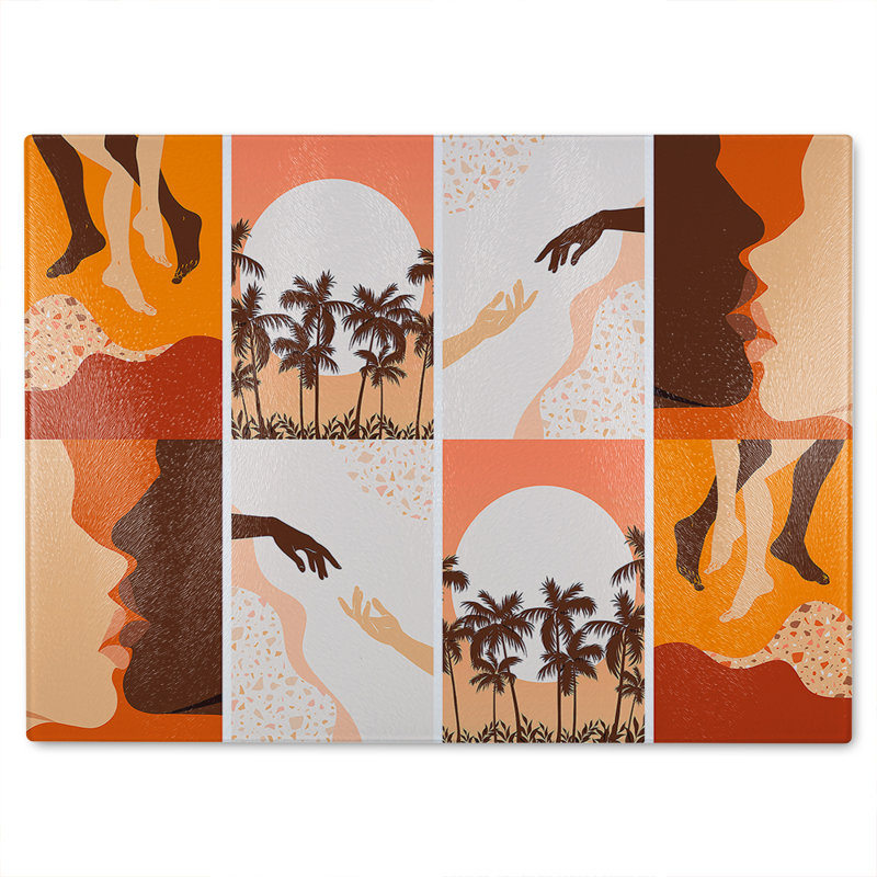 Abstract & floral collages, landscape scenes Designer Glass Chopping Board, 28cm L x 20cm W