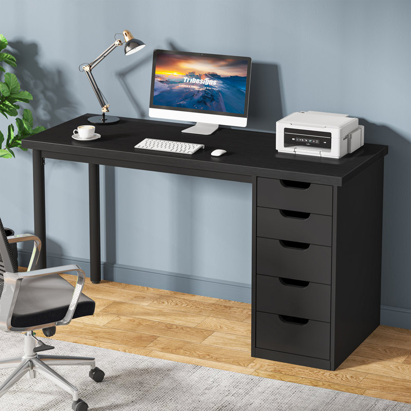 Bureau d'ordinateur à 5 tiroirs 47 po Nagore, Noir
