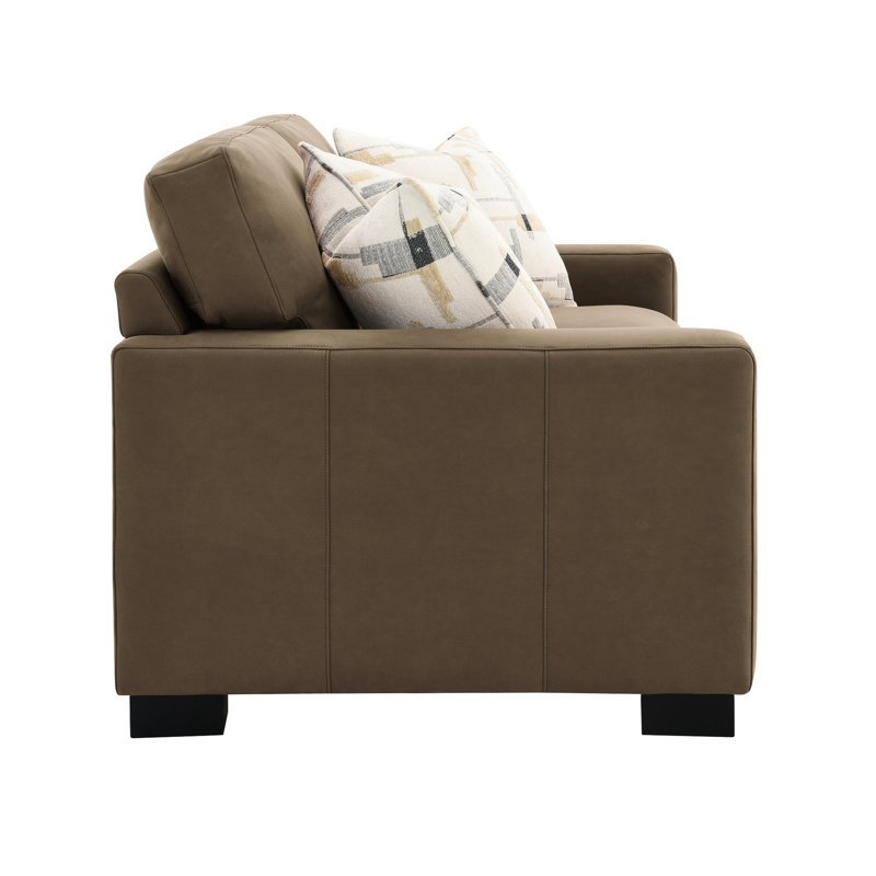 Suède brun, structure intérieure en bois, 3 coussins, poids de 107,29 lb, hauteur des accoudoirs de 24 po, largeur de l'ensemble de 39,8 po, capacité de 440 lb en suède, fabrication en contreplaqué, profondeur du dossier de 39,55 po, cadre