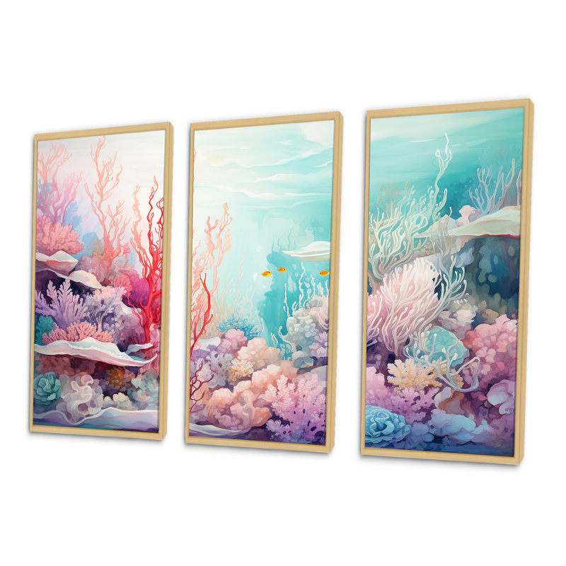 Underwater Coral Symphony II - Coastal Coral Under Water, impression d'art mural, Cadre naturel flottant