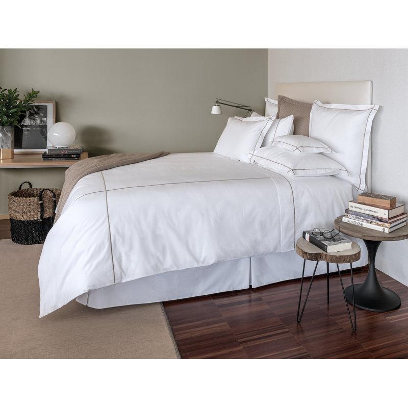 Classic Hotel_Duvet Cover, Queen Duvet Cover, White/Taupe