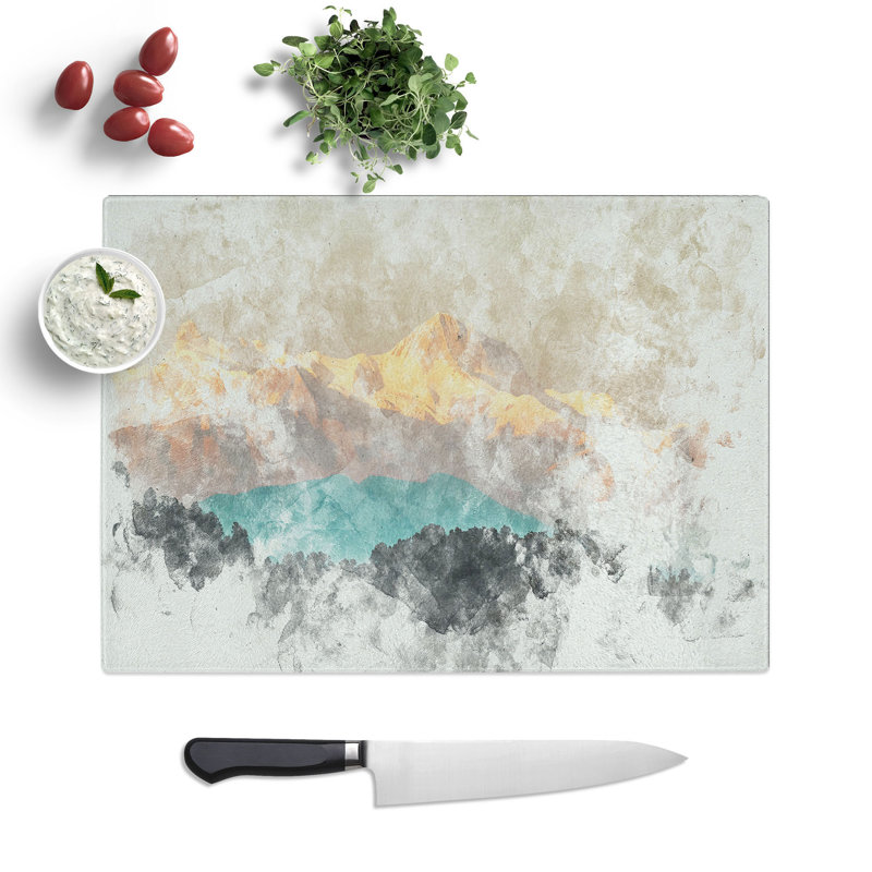 Tempered Glass Mountains in Pokhara Nepal Chopping Board, 28.5 cm x 39 cm
