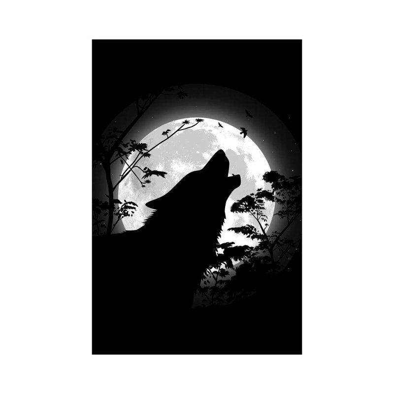 Howling Wolf Under The Moon by Alberto Perez - Wrapped Canvas Print, 66.04 cm H x 45.72 cm W