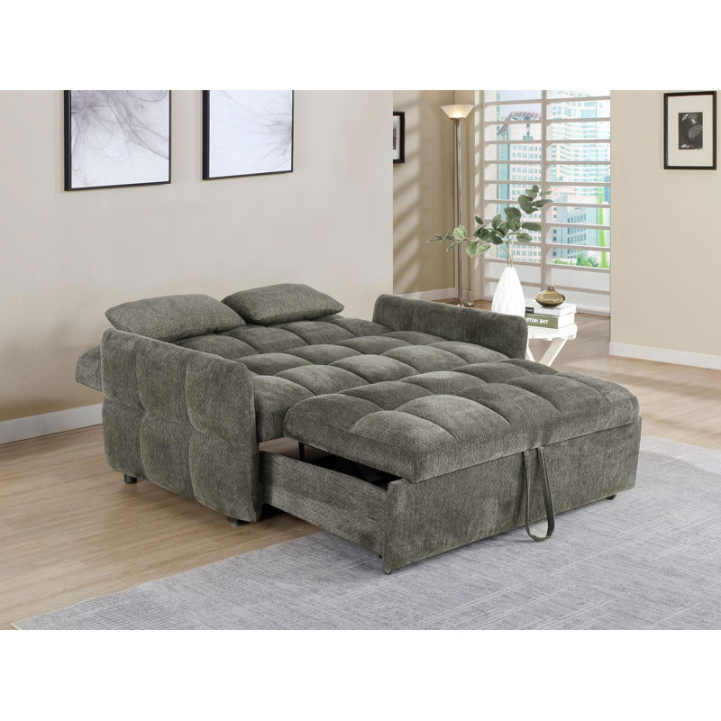 Canapé-lit capitonné capitonné convertible gris foncé, Gris foncé