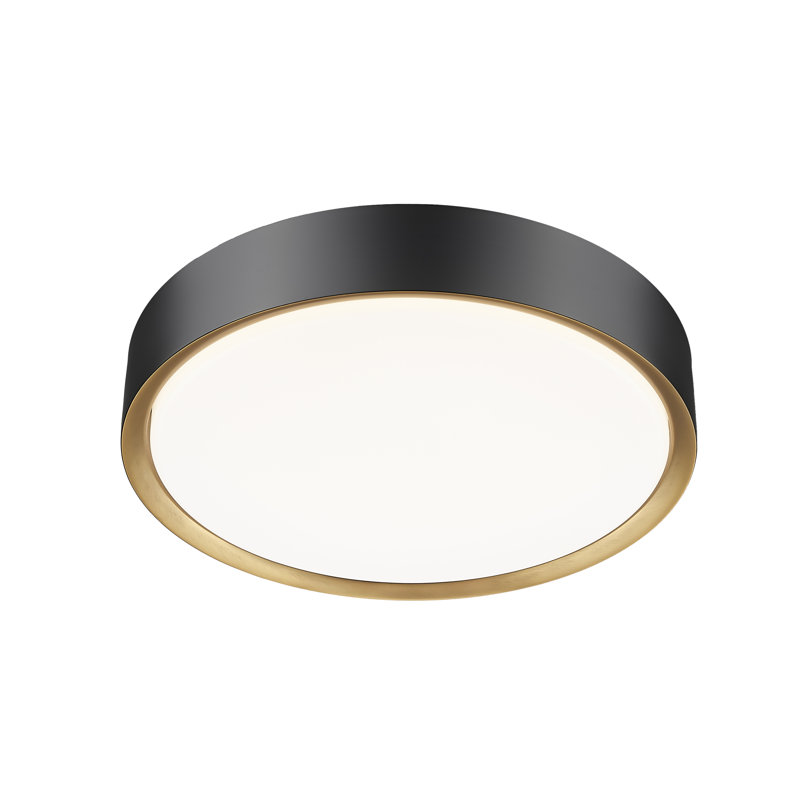 Plafonnier encastré 1 lumière Asalah, H 3 po x l 16 po x P 16 po, Noir mat / Or