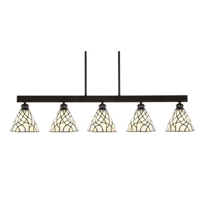 Barre d'éclairage 5 lumières Edge au fini espresso avec verre d'art Sandhill de 7 po
