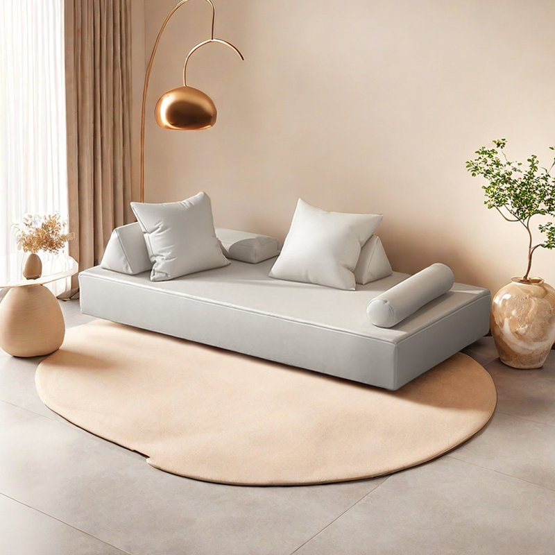 Chaise longue intérieure confortable, siège large, Beige, Accoudoir à gauche (vu de face)