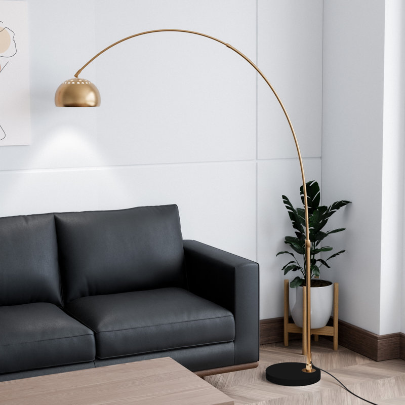 Eckehard 75.6'' Black Arched Floor Lamp, Gold