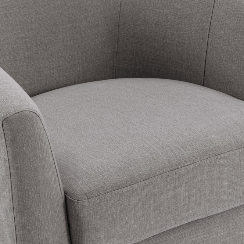 Aunna 78 Cm Wide Swivel Barrel Chair, Coffee Linen Blend