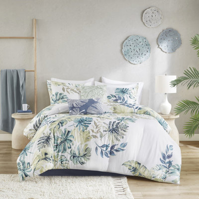 Édredon double - 100% coton avec une literie intrigante à motif de plantes tropicales