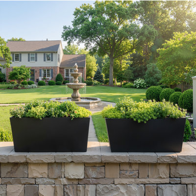 15" H x 31" W Traditional Metal Planter Box with Drainage Holes Indoor/Outdoor Long Planter for Backyard
