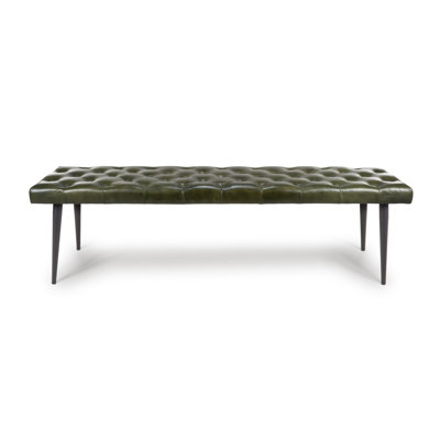 Limones Genuine Leather Upholstered Storage Bench