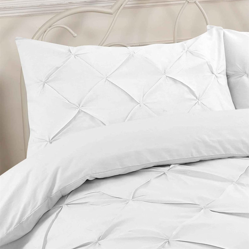 Reginia Cotton Blend Solid Colour Duvet Cover Set with Pillowcases Included, White, Kingsize - 2 Standard Pillowcases