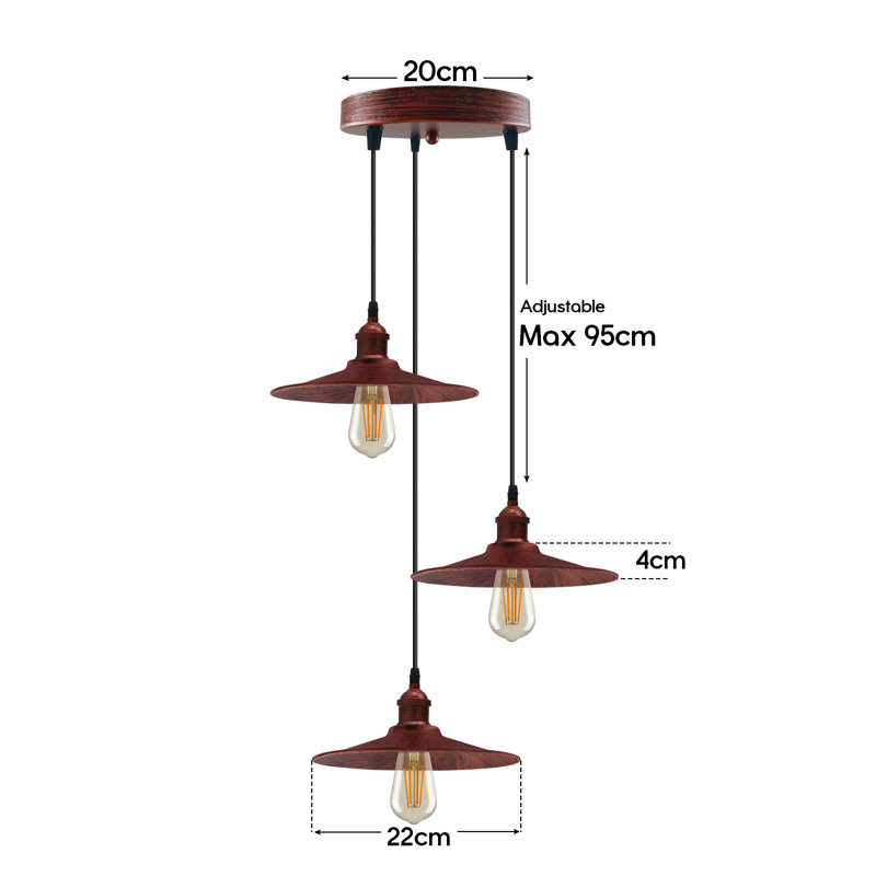 Arvol 3 - Light Rustic Red Cluster Pendant, No 