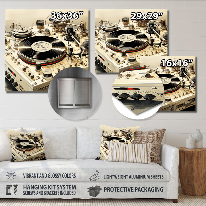 Art mural rétro en vinyle Melody II - Platines vinyle, H 16 po x l 16 po
