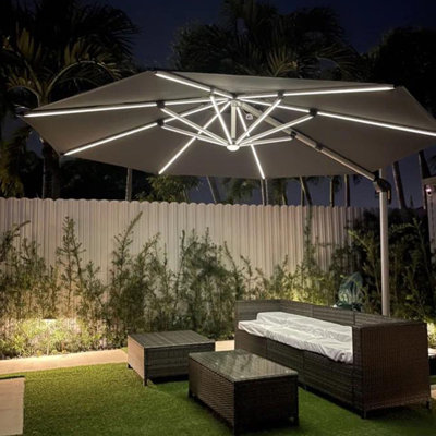 Lillehammer 144'' Lighted Cantilever Umbrella