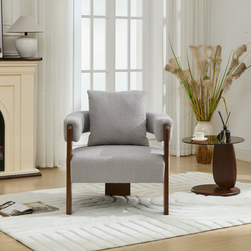 Upholstered 3-legs Accent Chair, Gray