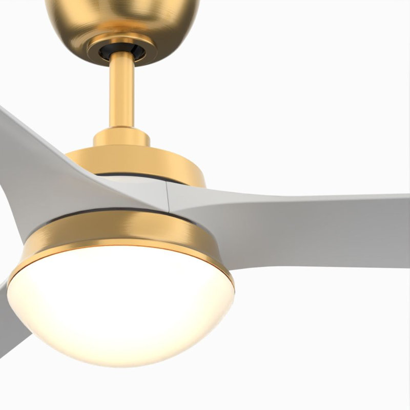 Barlow 52 inch Indoor/Outdoor Ceiling Fan with LED CCT Select Light Kit - Brushed Satin Brass with Matte White blades, White