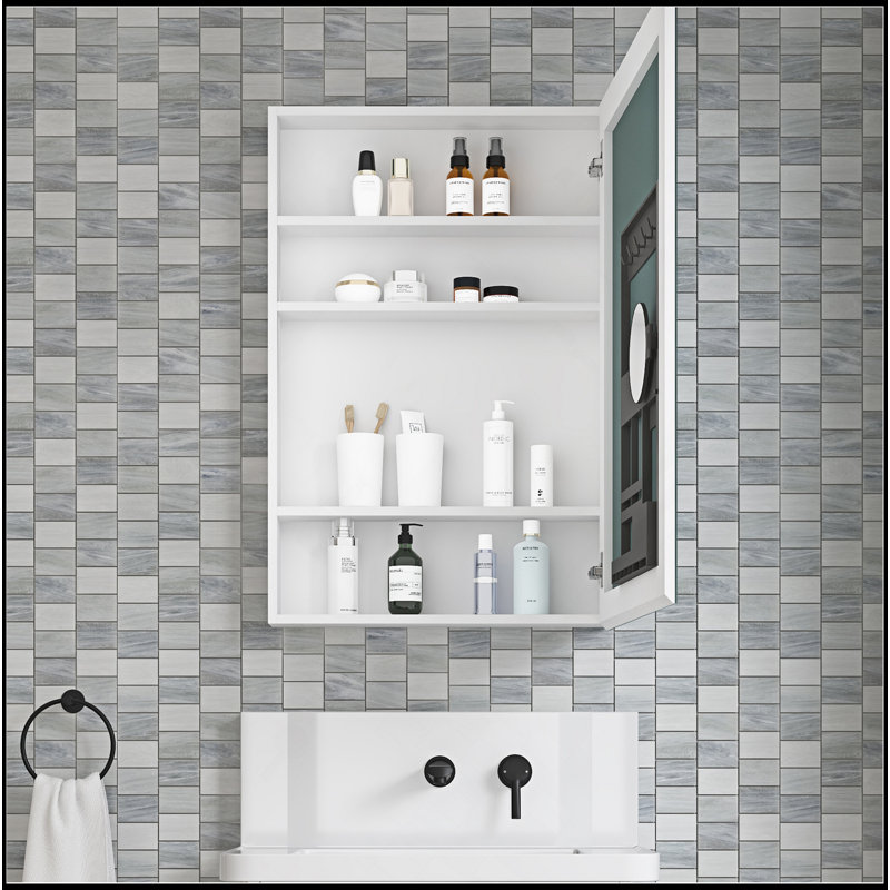 Armoire à pharmacie polyvalente avec miroir à bords biseautés, porte à ouverture sur la droite et porte sans cadre l 24 po x H 36 po Versatile