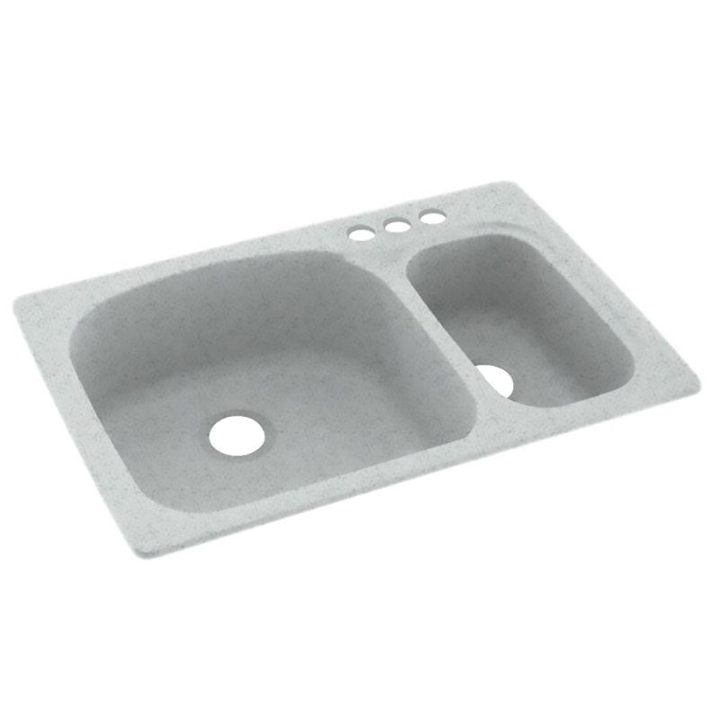 33'' L Mounting / Installation Required Double Bowl Solid Surface Kitchen Sink, 3 Hole, Gray